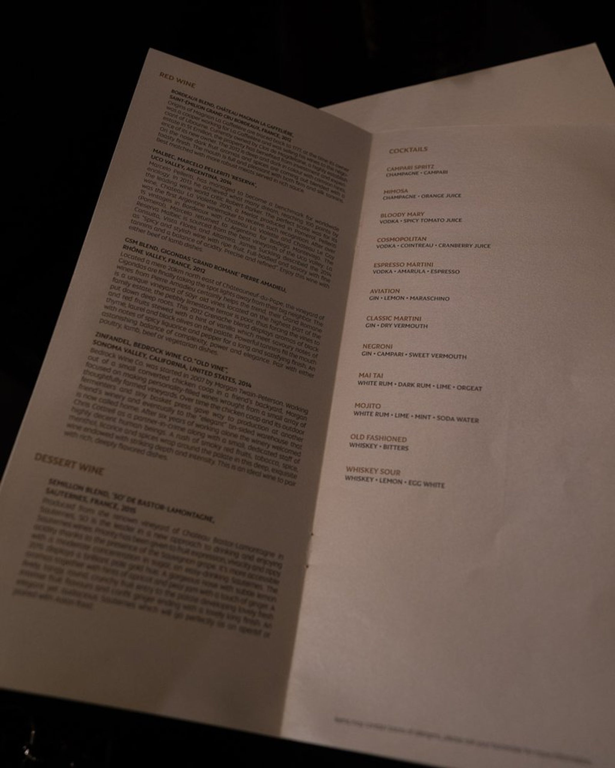menu