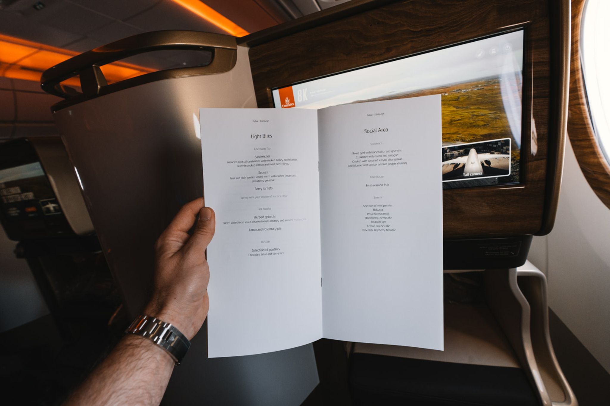 Emirates business class menu