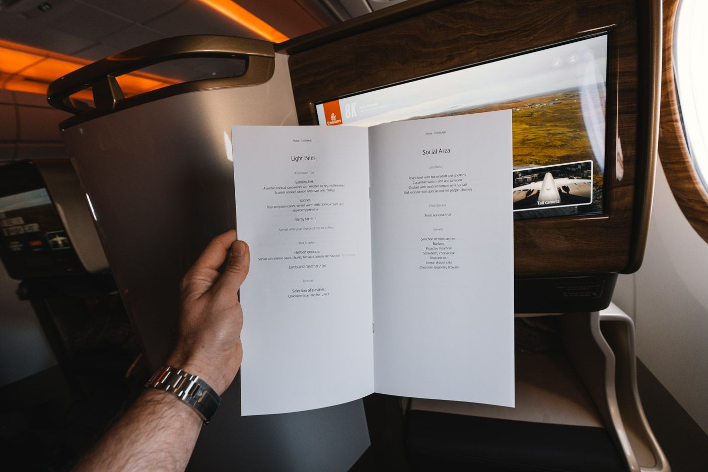 Emirates business class menu