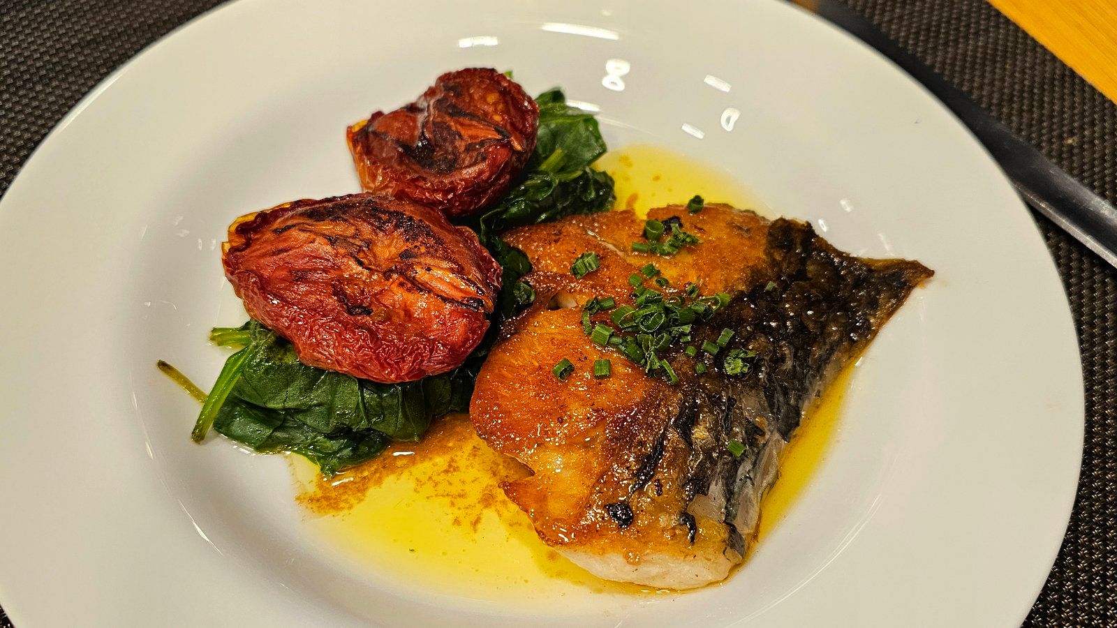 Dining at the Qantas First Lounge in Melbourne