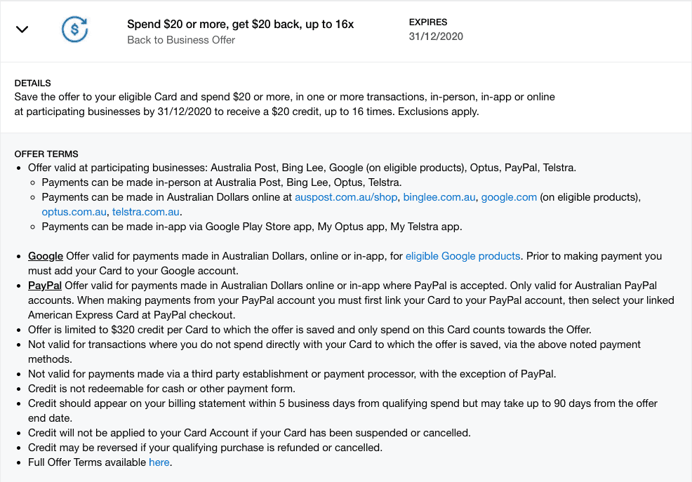 Amex Account Credit details