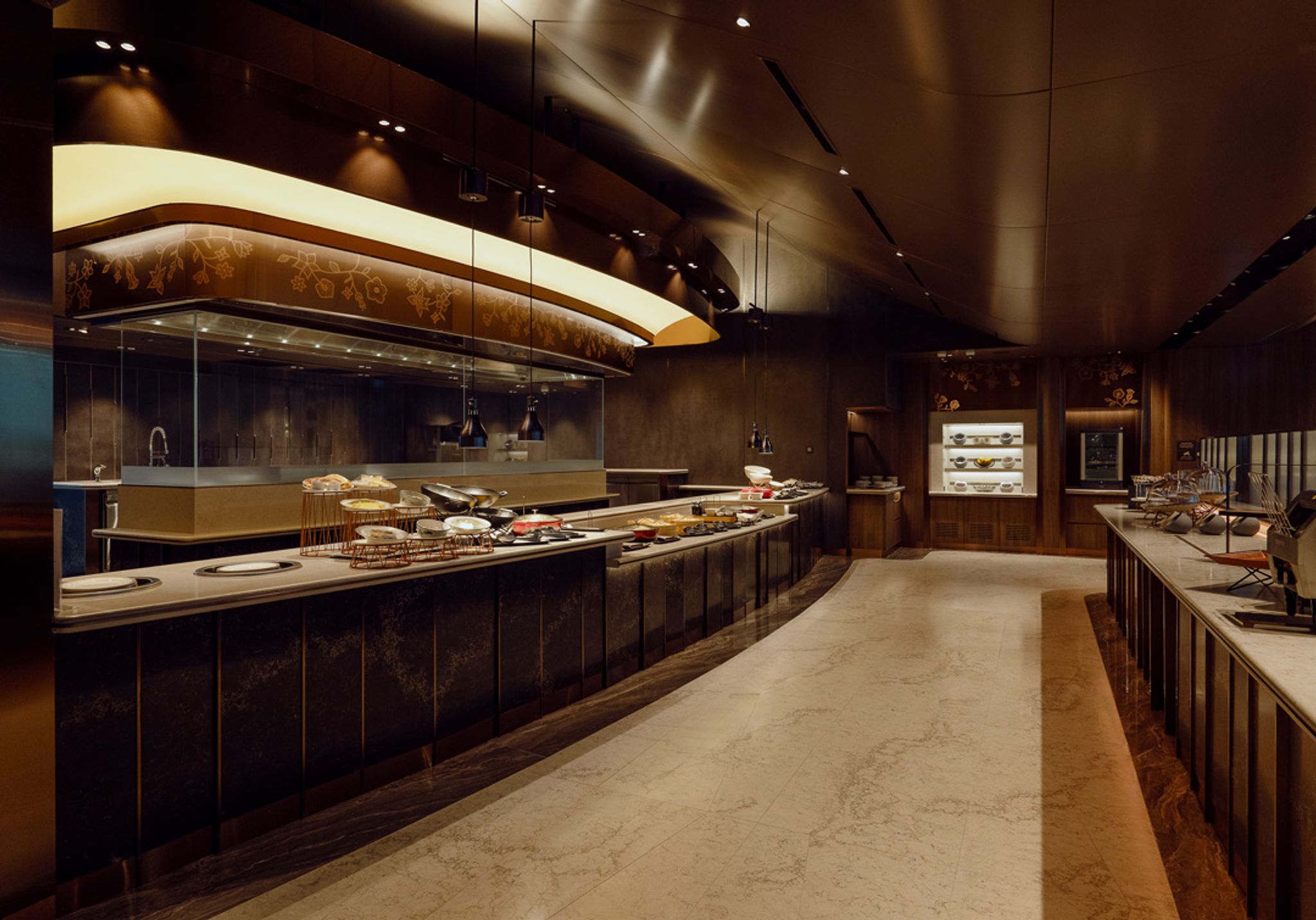 Singapore Airlines SilverKris First Class Lounge T2 Changi food stations