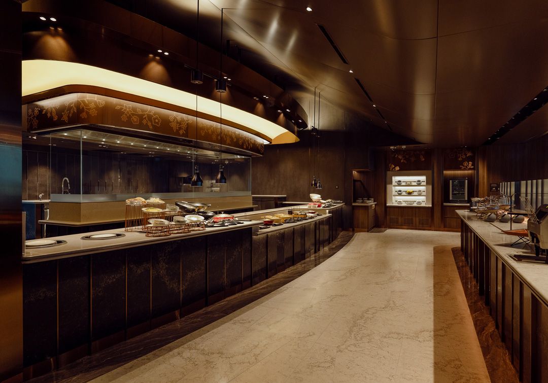 Singapore Airlines SilverKris First Class Lounge T2 Changi food stations
