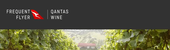 Frequent Flyer Qantas Wine banner over a vineyard