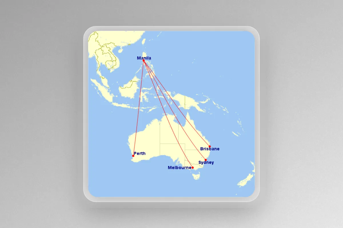 Philippine Airlines flys to four Australian cities
