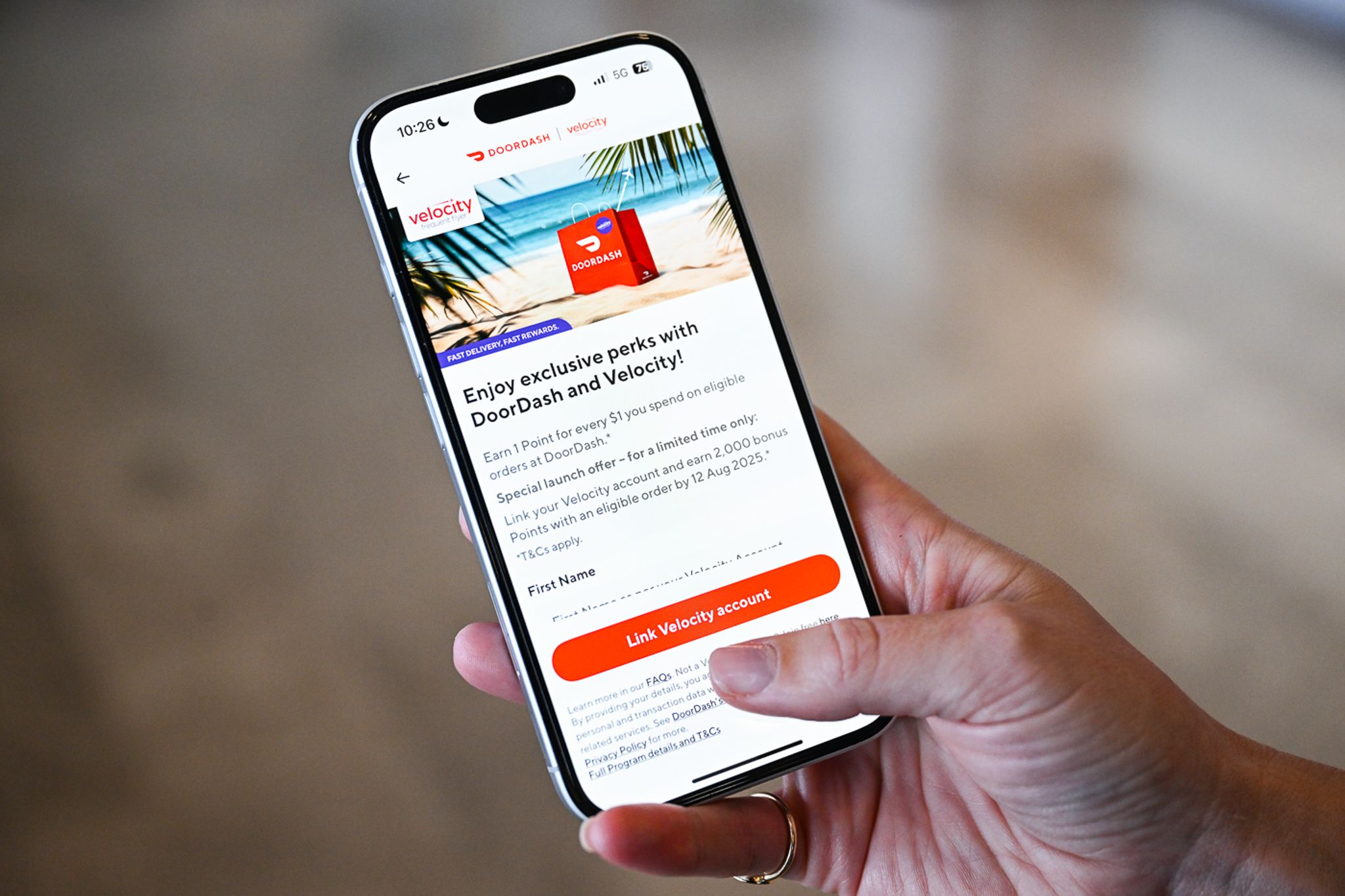 How to earn Velocity Points on DoorDash orders