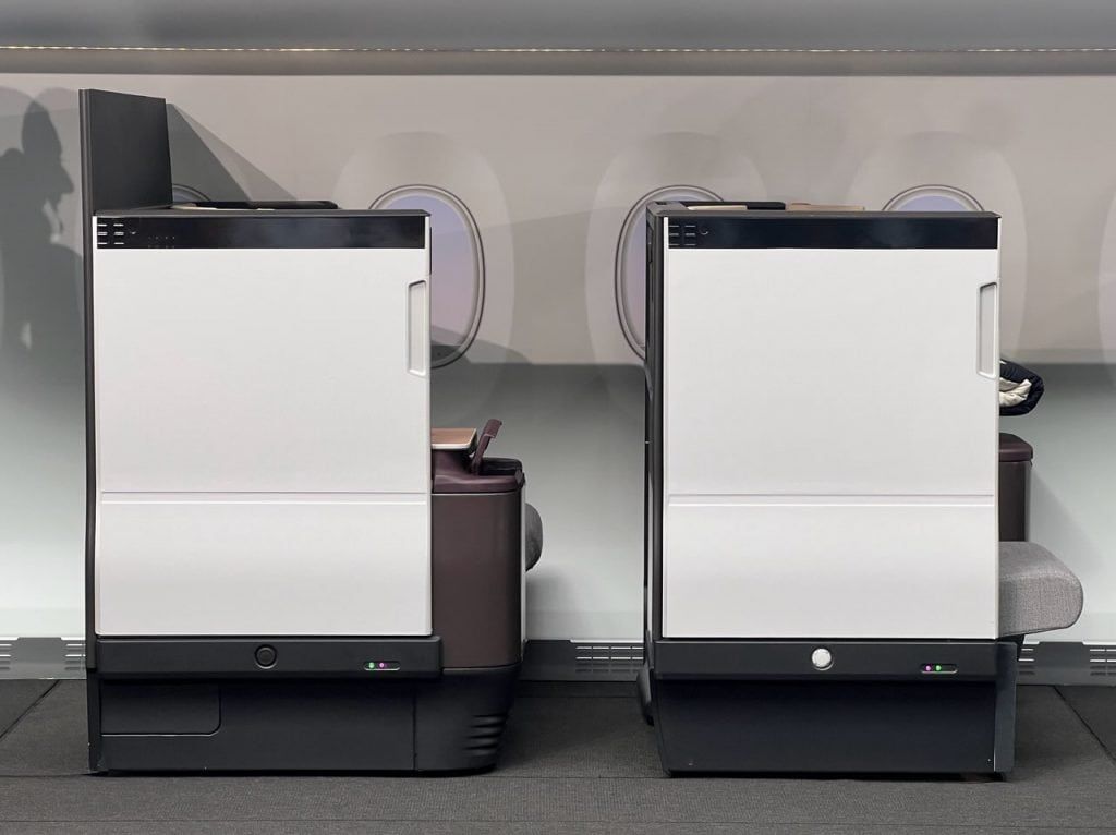 Qantas A350 Business Class prototype suites with tall privacy walls