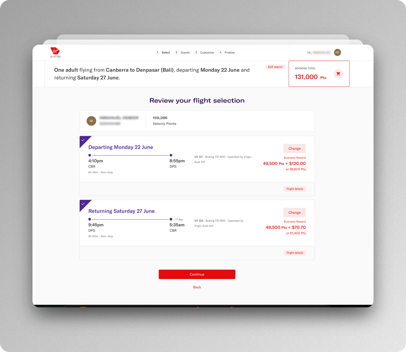 How to use Velocity points to fly business class to Bali