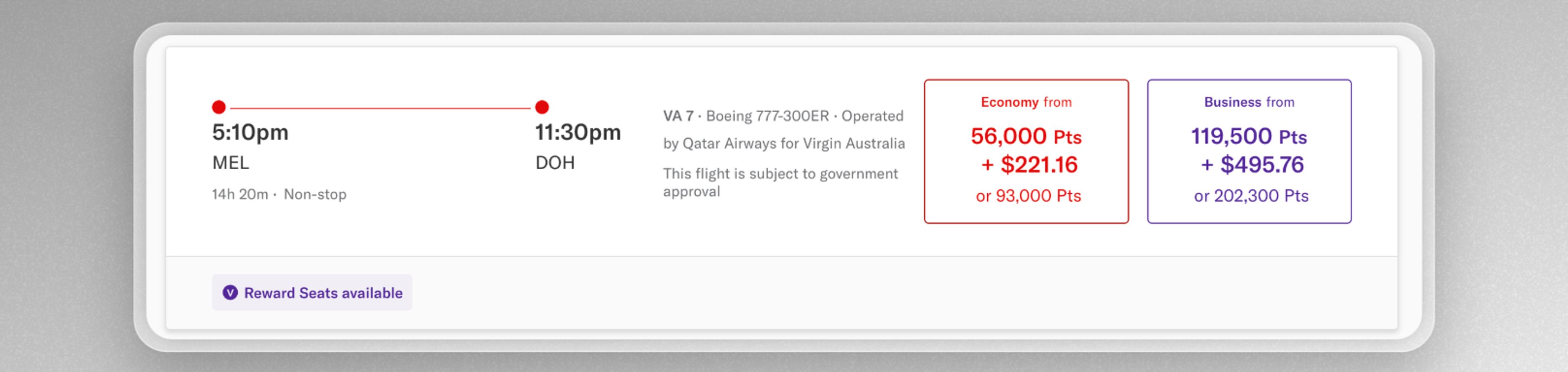 Melbourne to Doha business class