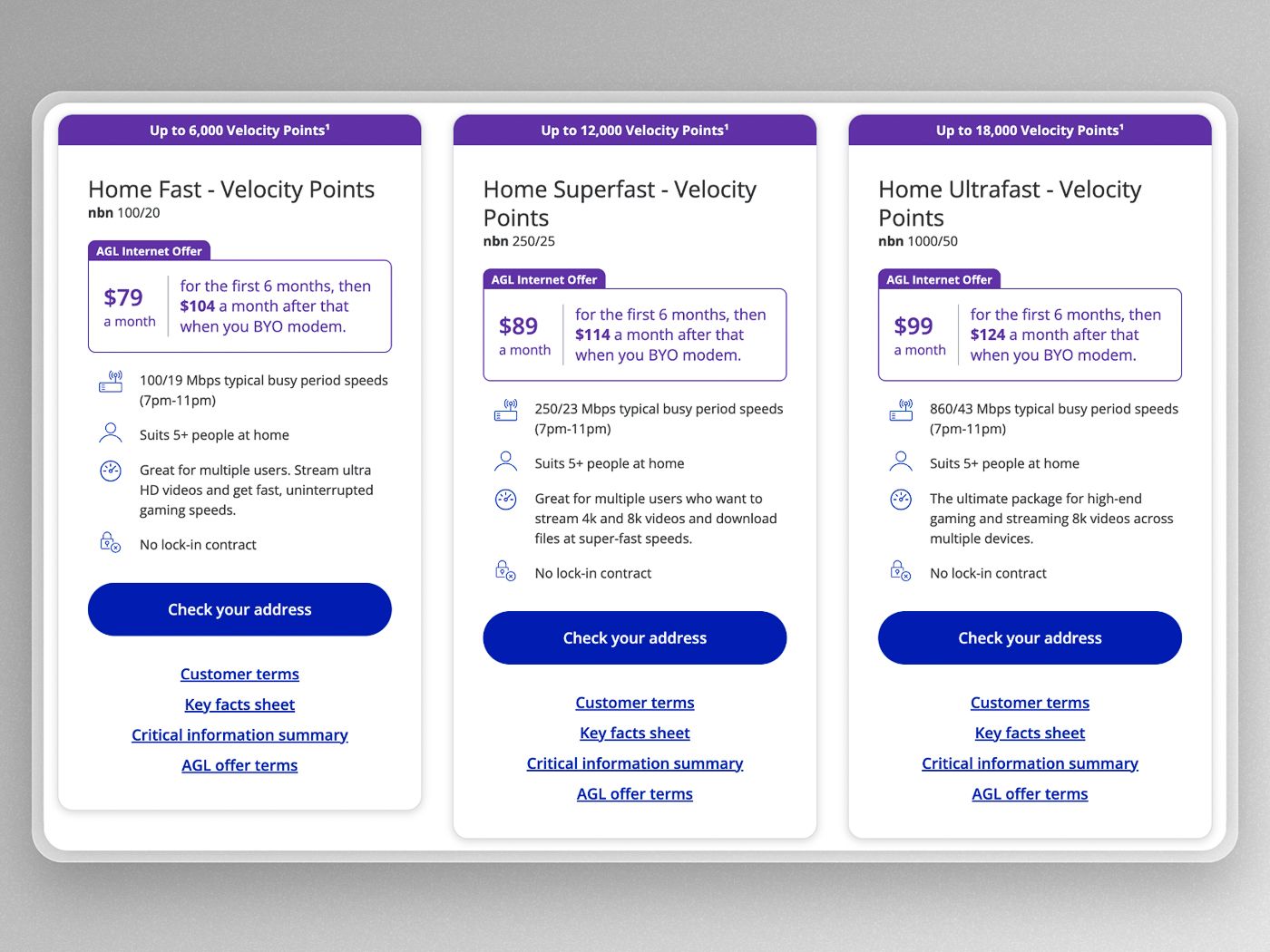Bonus Velocity Points On AGL Internet Plans