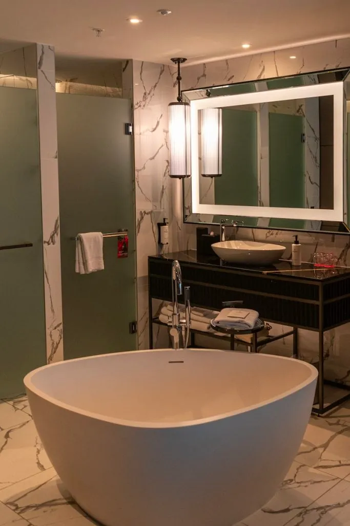 Freestanding bath and vanity in the Sofitel Adelaide Luxury King room