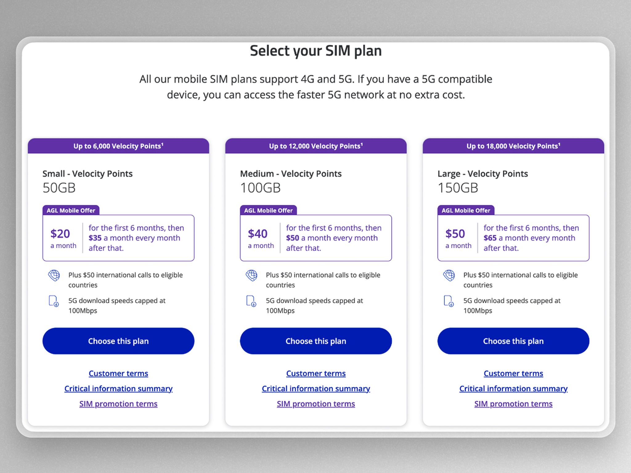 Bonus Velocity Points On AGL Mobile SIM Plans
