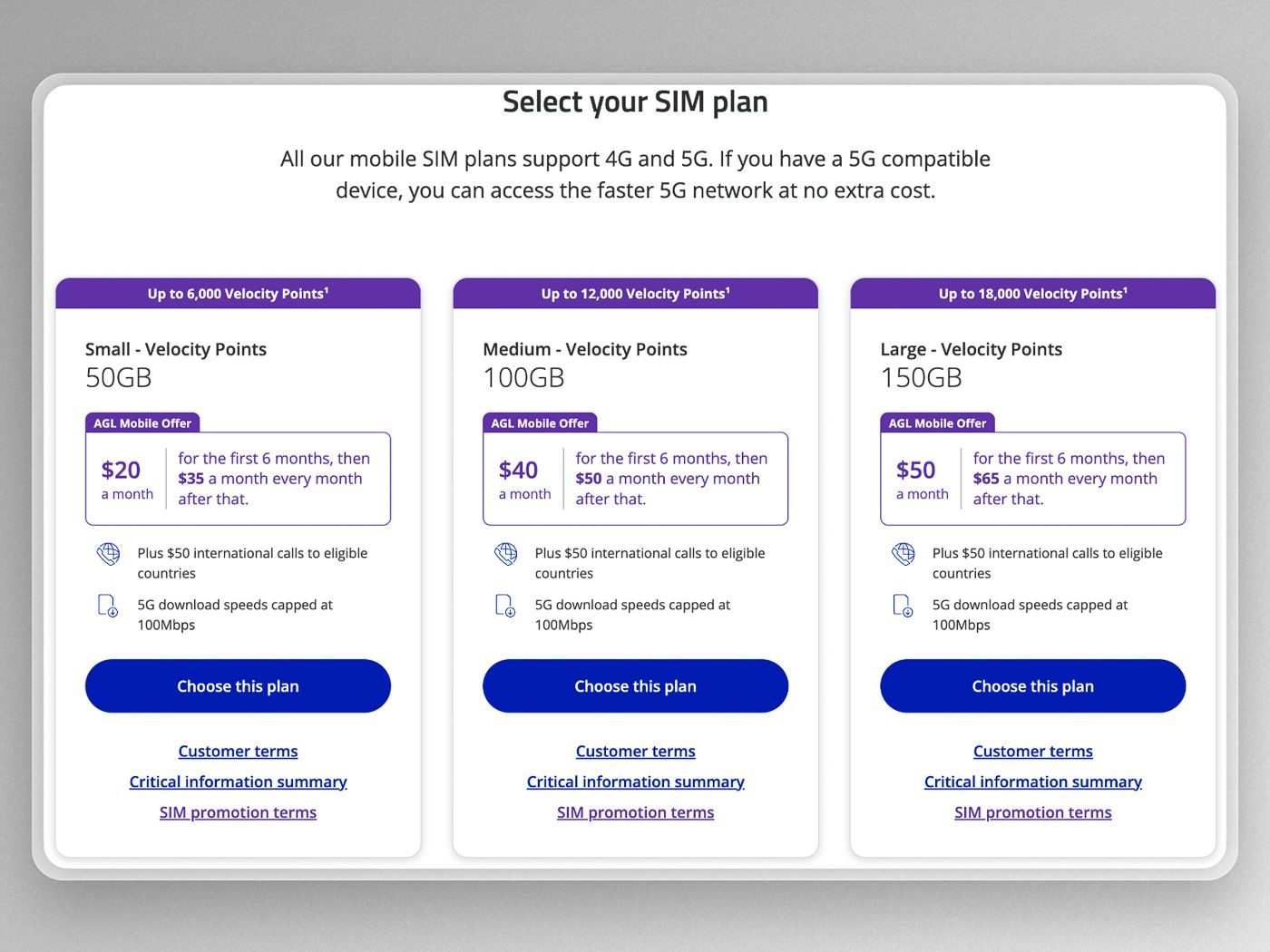 Bonus Velocity Points On AGL Mobile SIM Plans