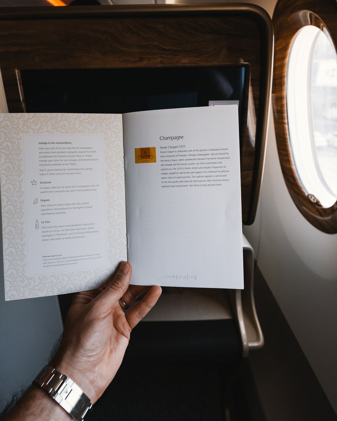 Emirates business class menu