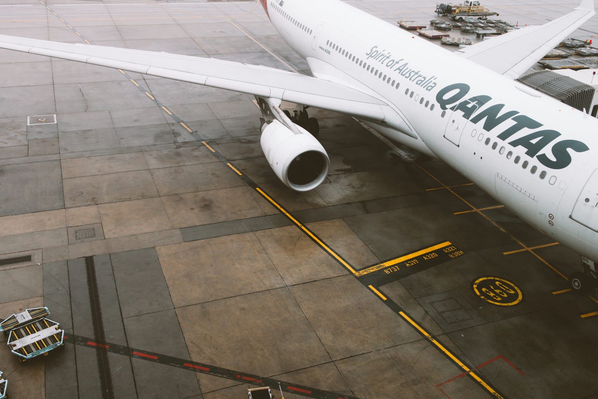 Qantas Airbus A330 parked at the gate