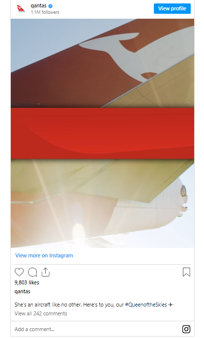 Qantas Farewells Instagram
