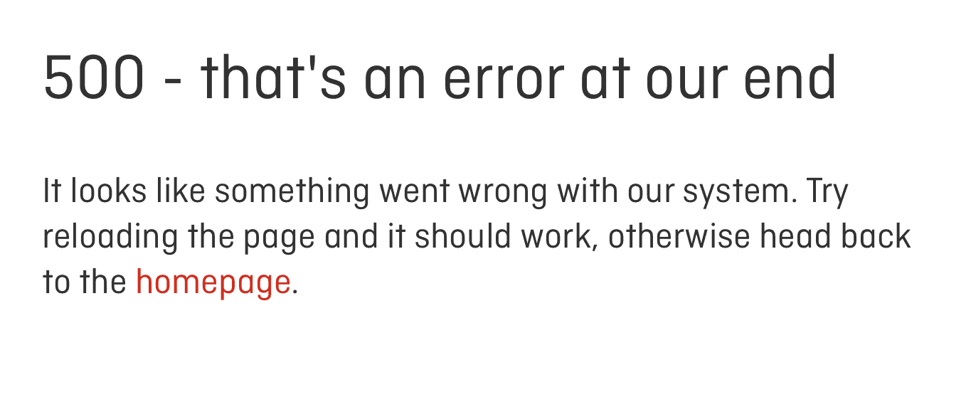 Qantas website 500 error page