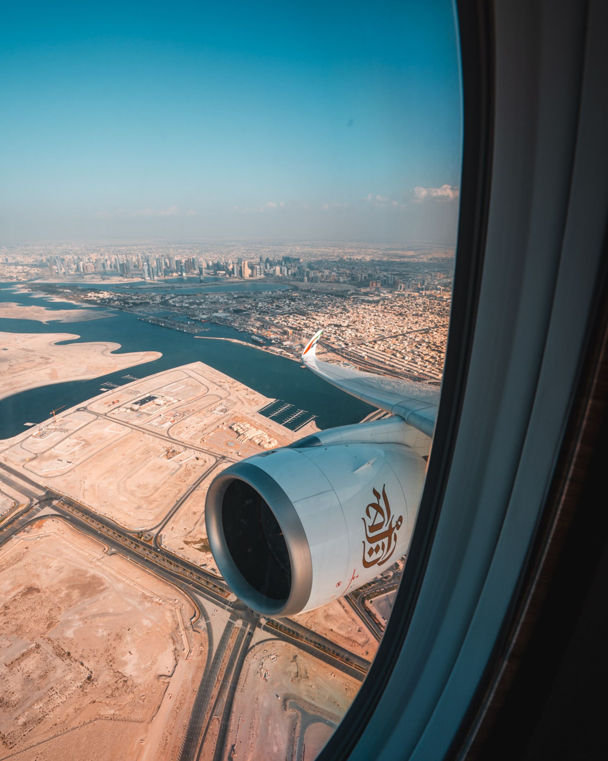 Emirates A350 window view