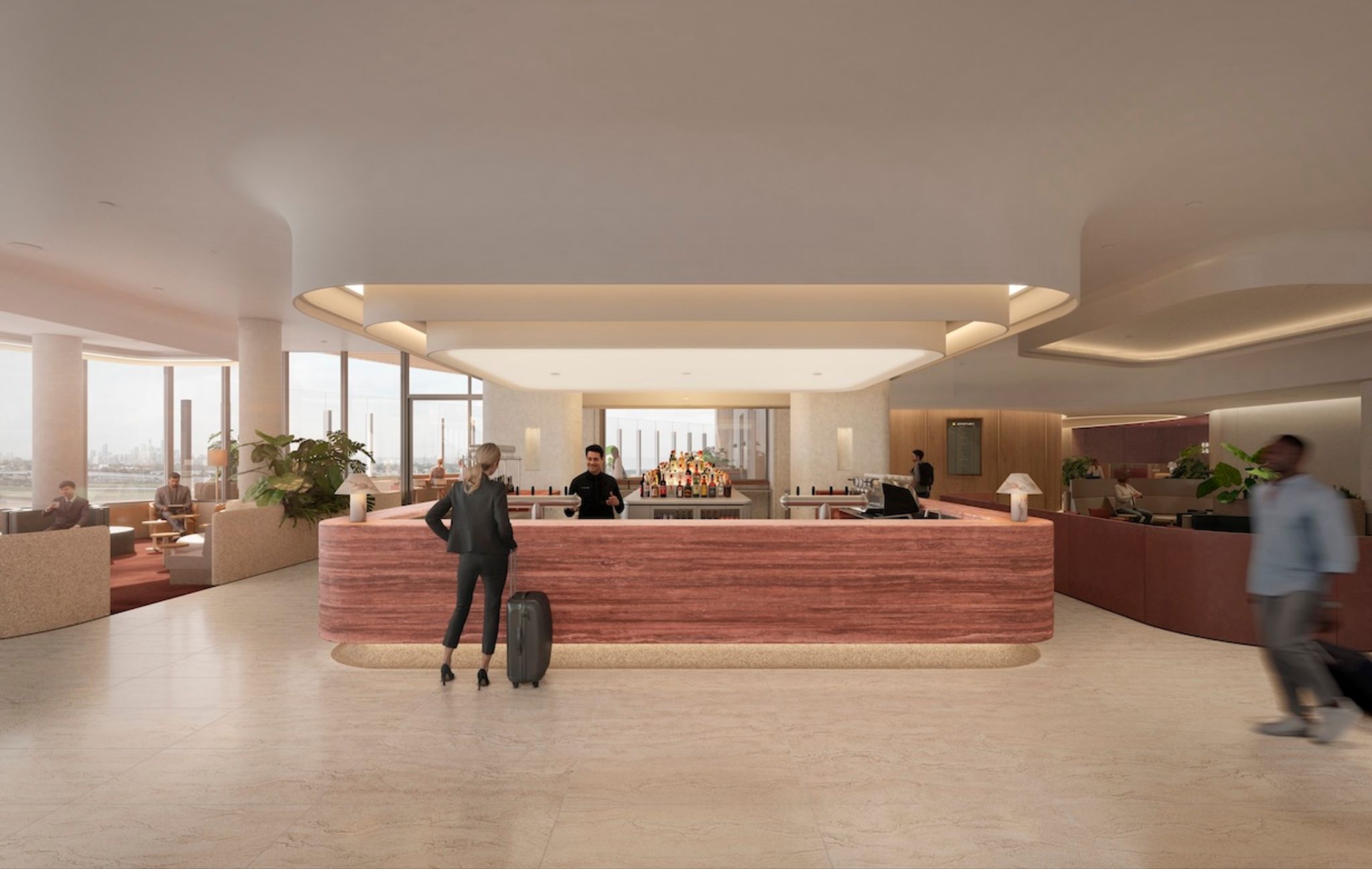 Concept render of Qantas’ new Sydney International Business Lounge