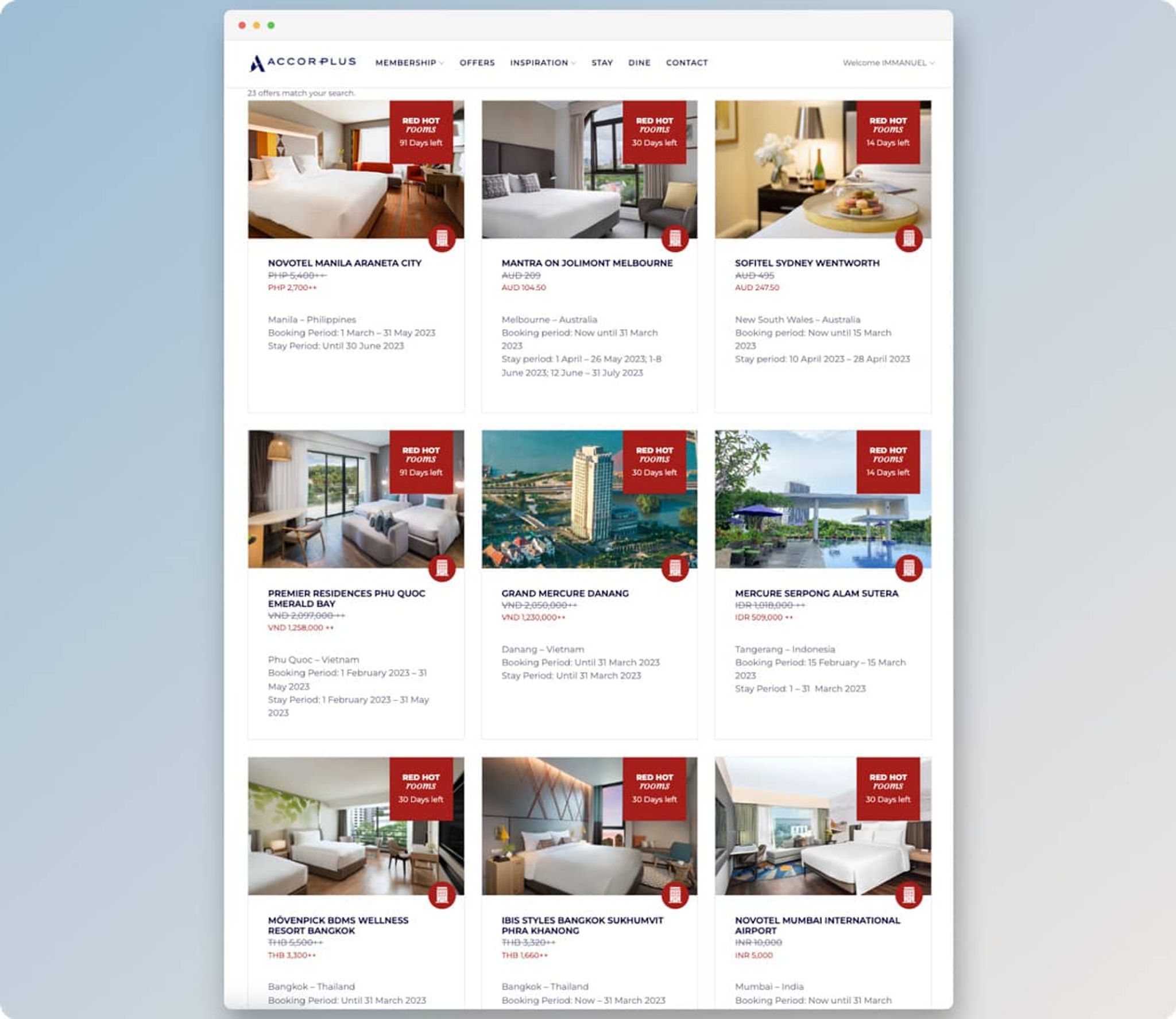 Accor Plus Red Hot Rooms