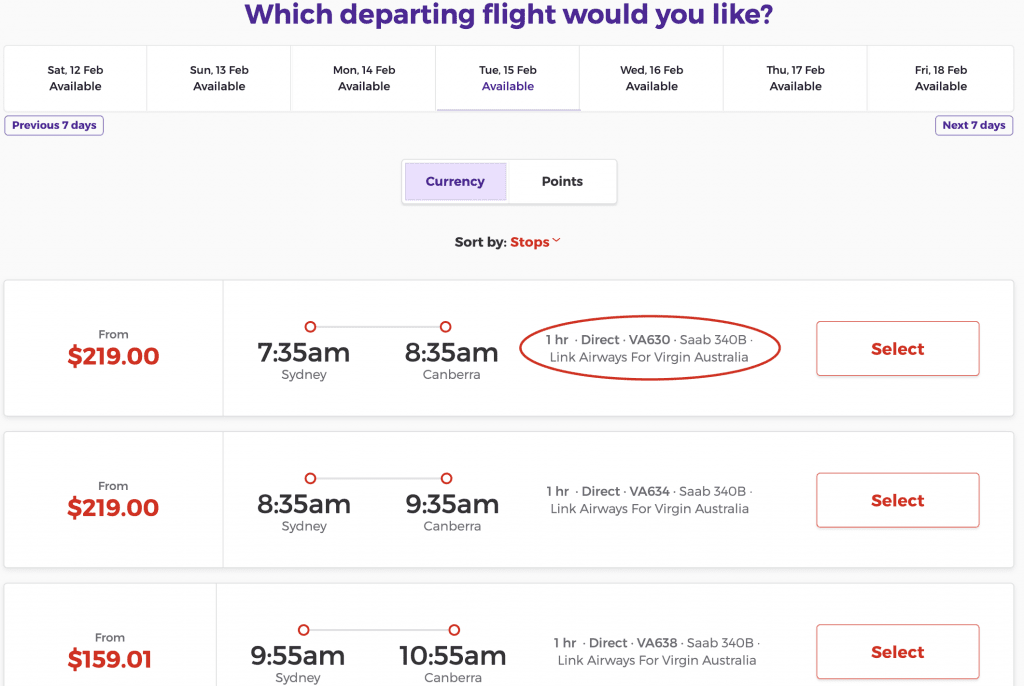seat selection page.