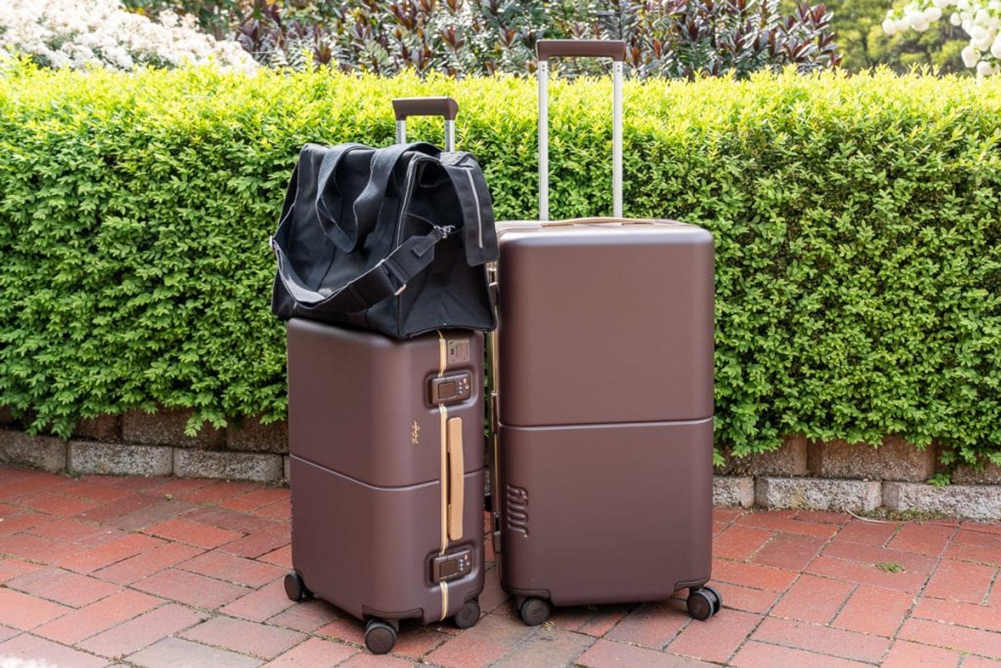 July Checked Trunk Set suitcases with the Everyday Small Duffle