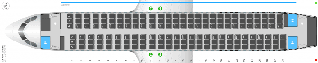 Air New Zealand A320 seat map