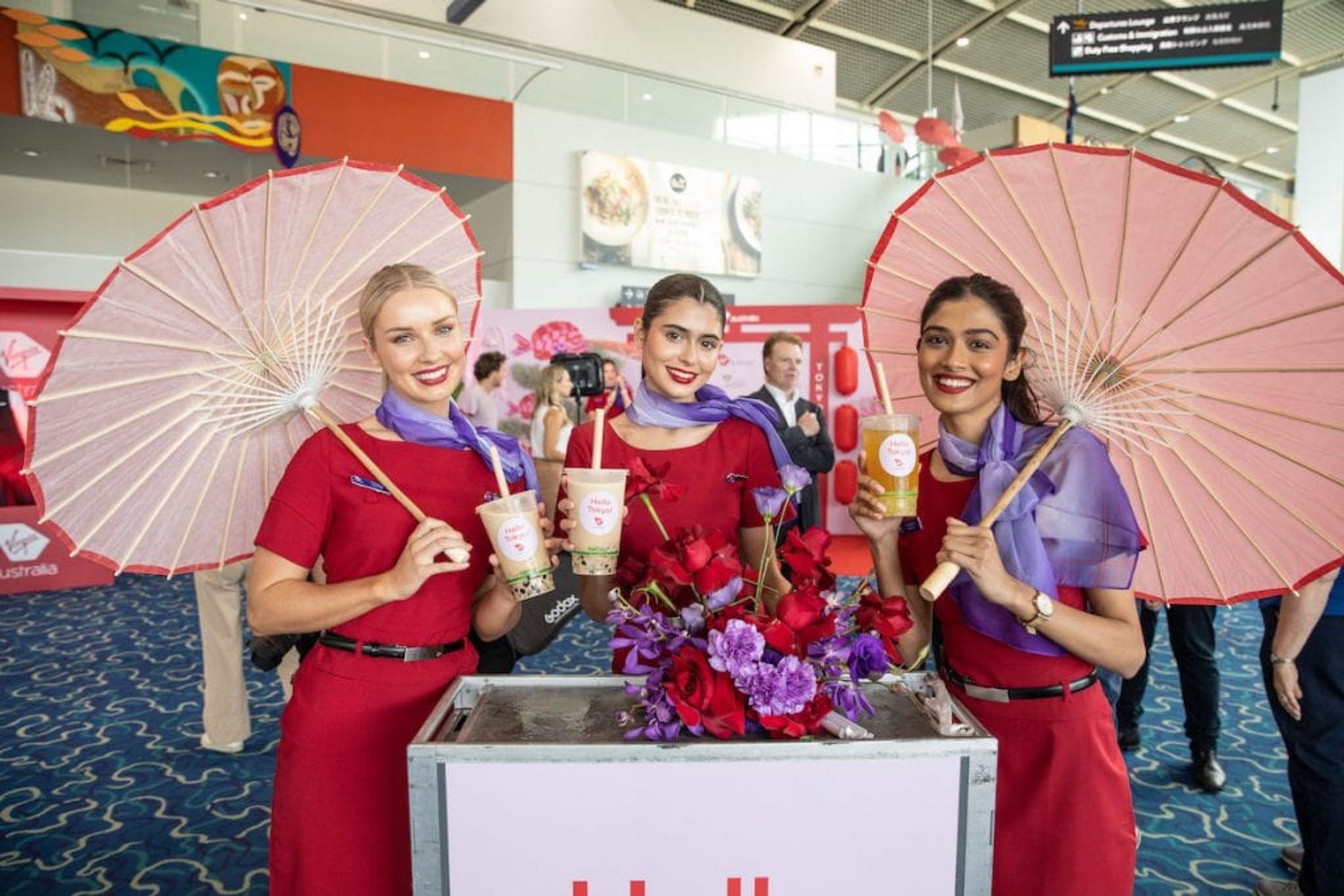 Attendants showing their Tokyo milktea