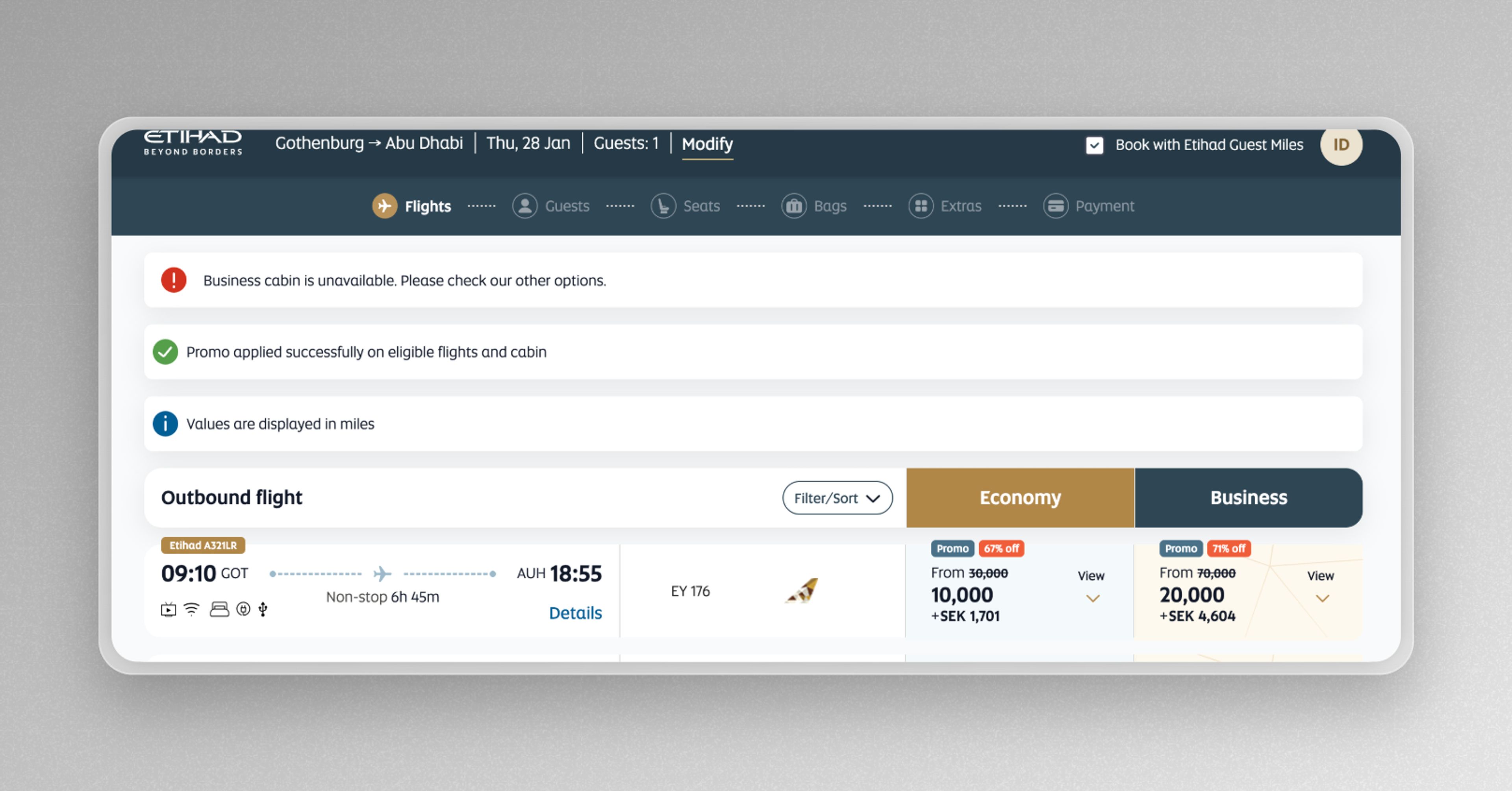 etihad business class