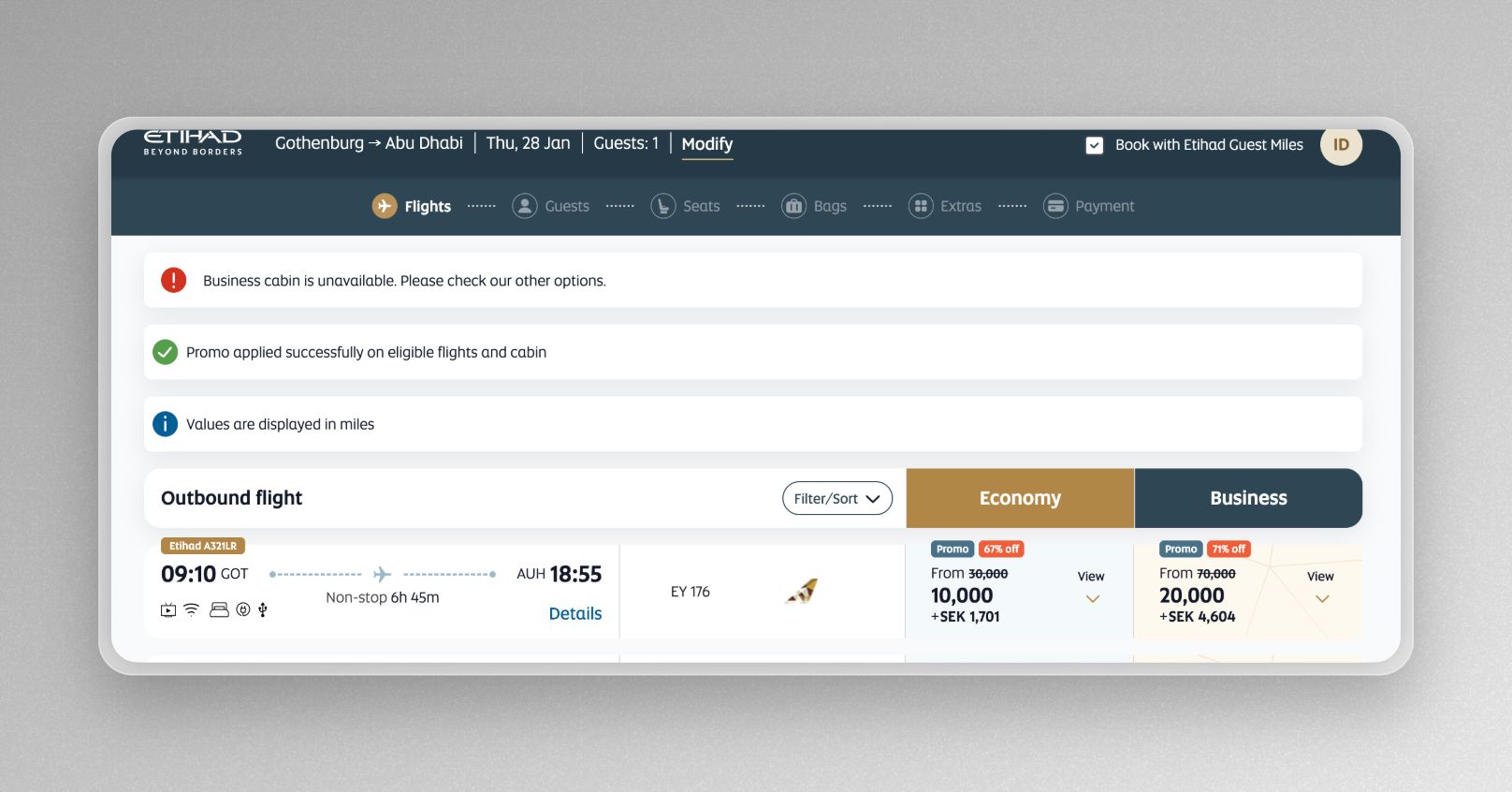 etihad business class