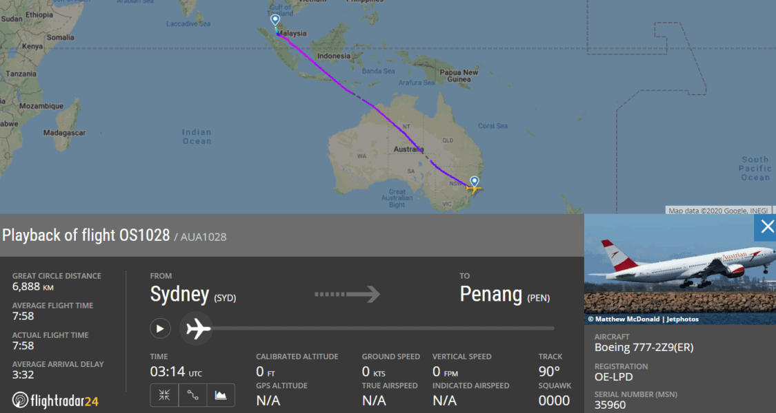 Austrian Airlines Sydney to Vienna 