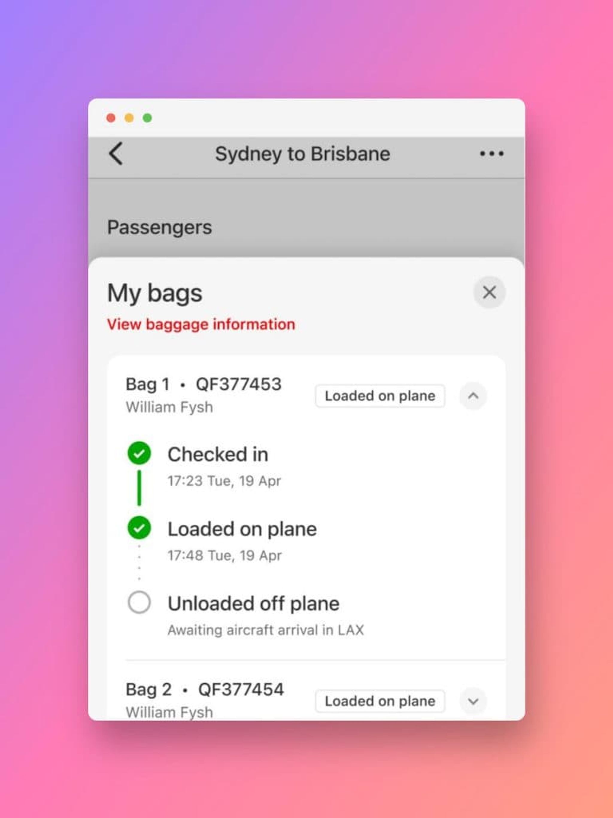 Qantas Bag Tracking 