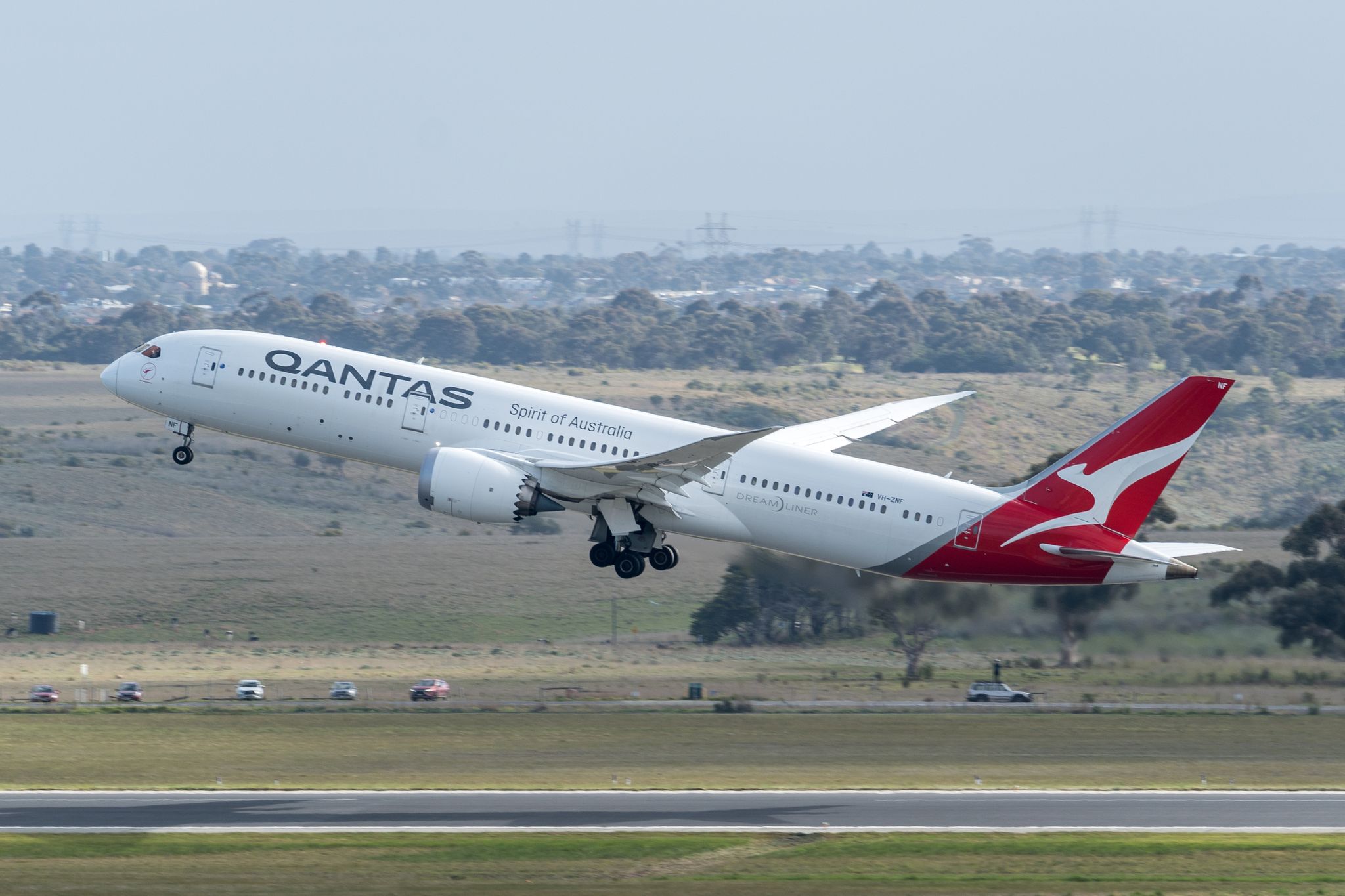 Qantas Boeing 787 Dreamliner taking off