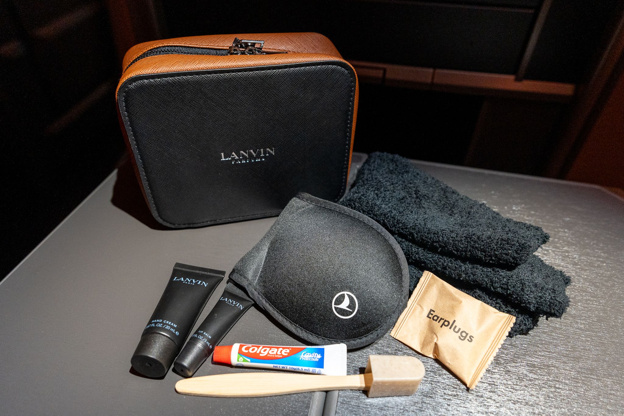 Turkish Airlines business class Lanvin amenity kit and contents