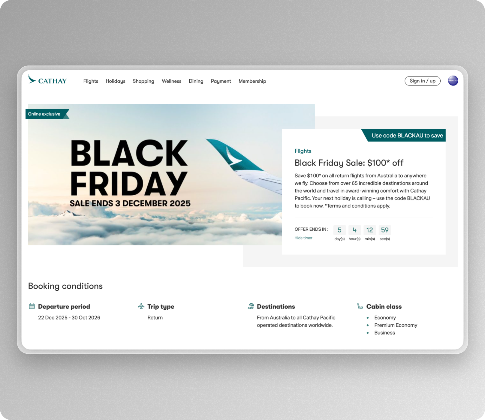 cathay pacific black friday sale 2025