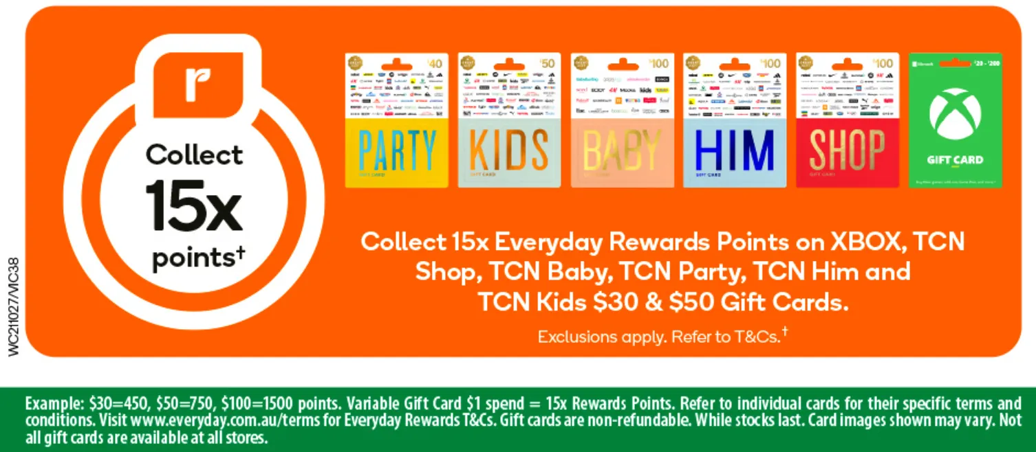 Woolworths bonus offer on gift cards