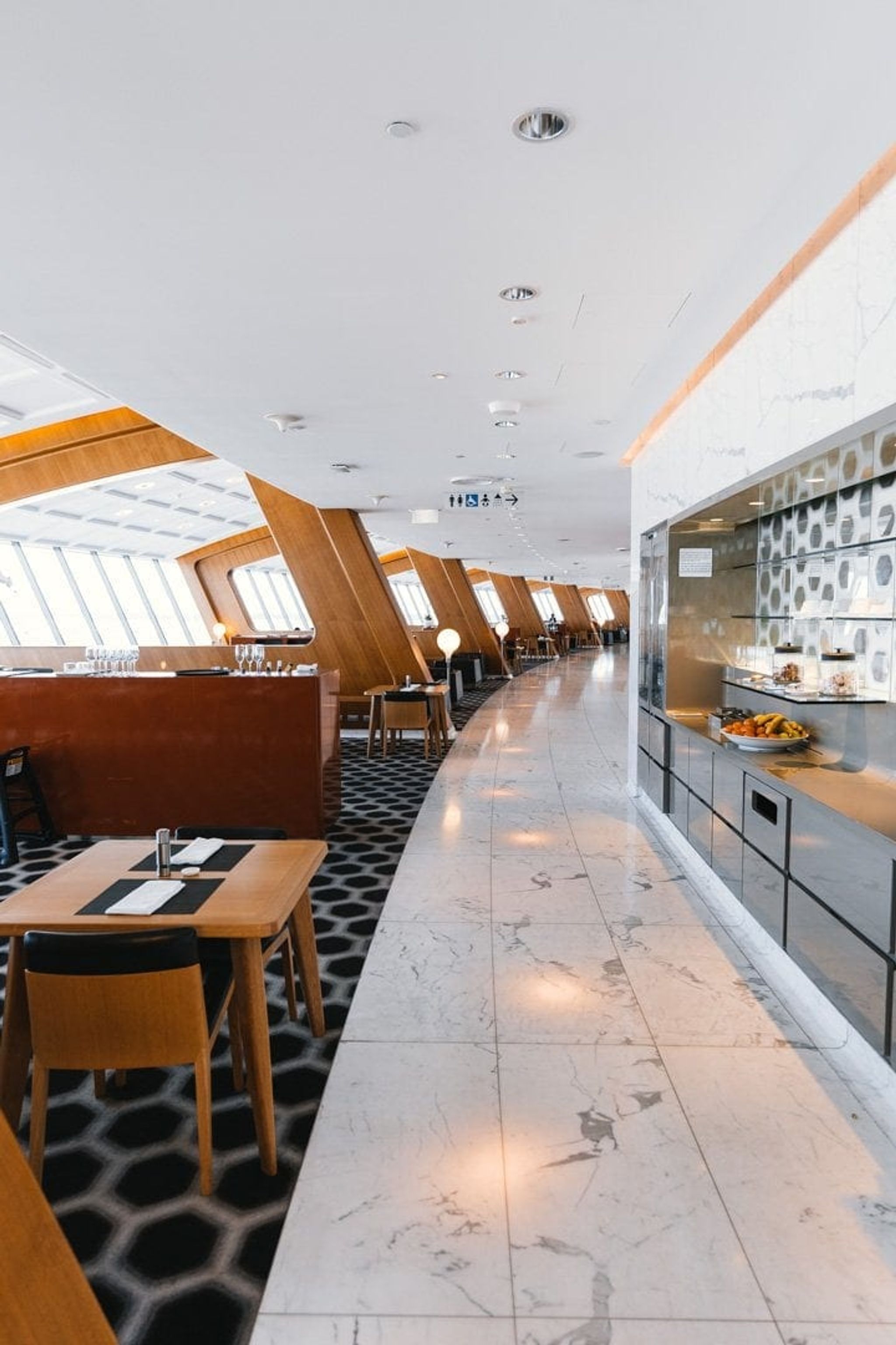 Qantas First Lounge dining area at Sydney Airport