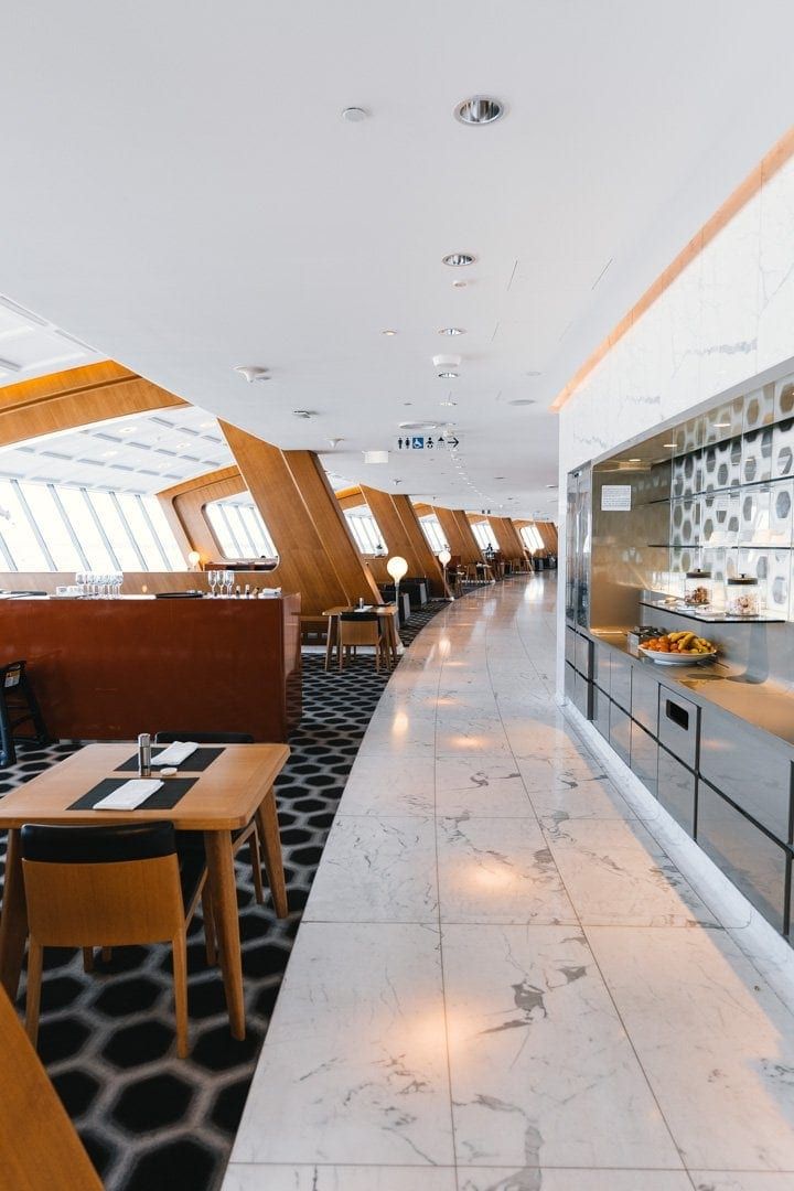 Qantas First Lounge dining area at Sydney Airport