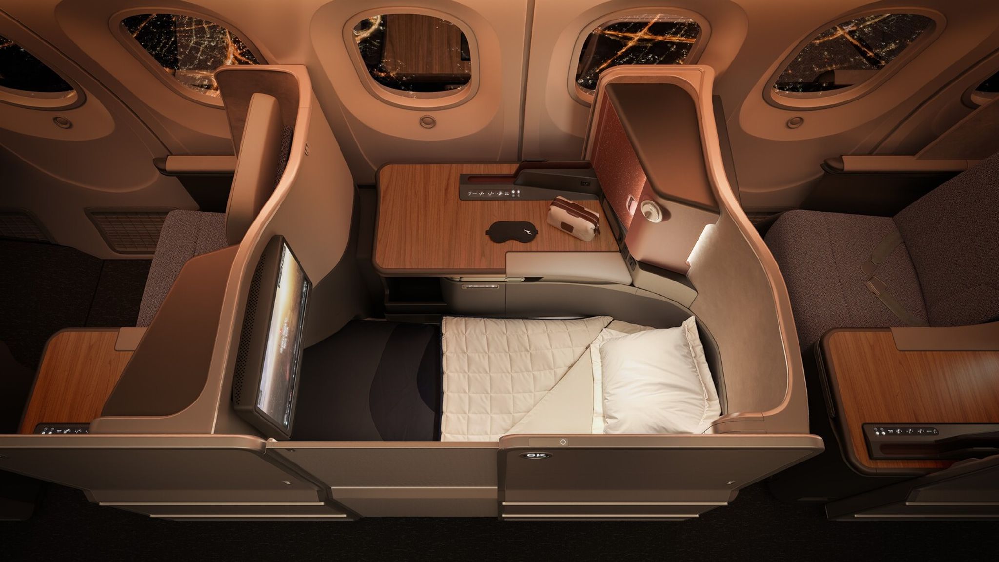 Render of Qantas' new Boeing 787-9 business class