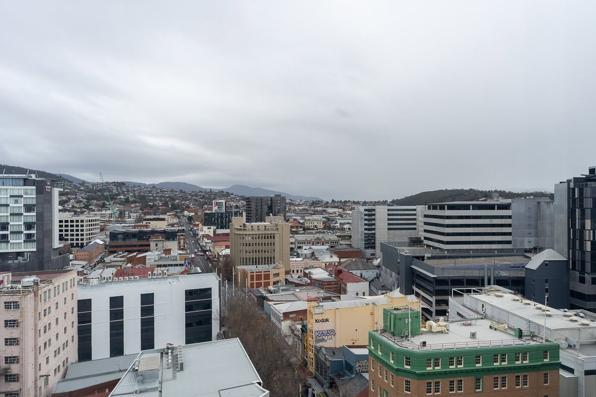 View over Hobart's city centre from Mövenpick Hotel Hobart