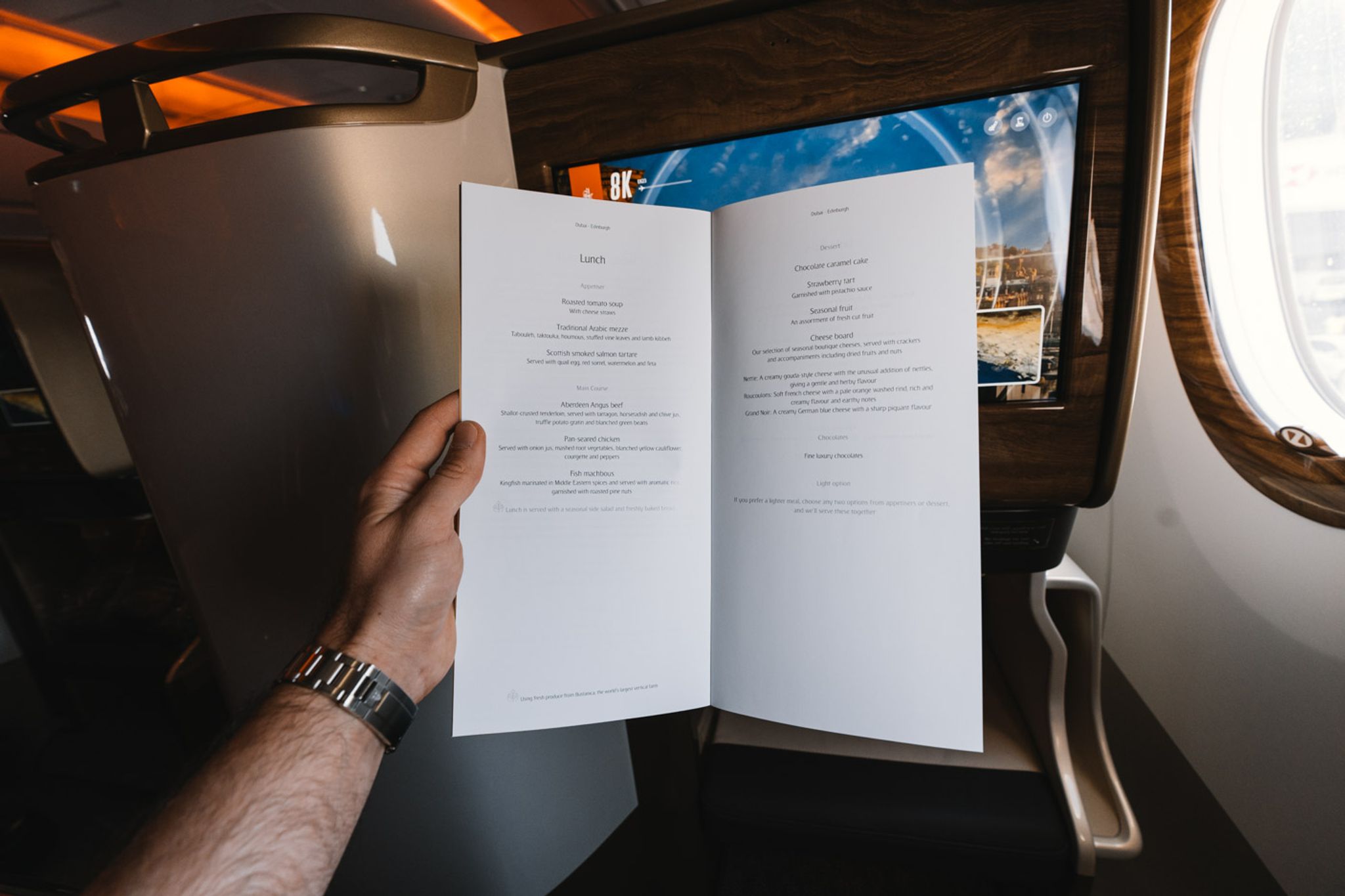 Emirates business class menu