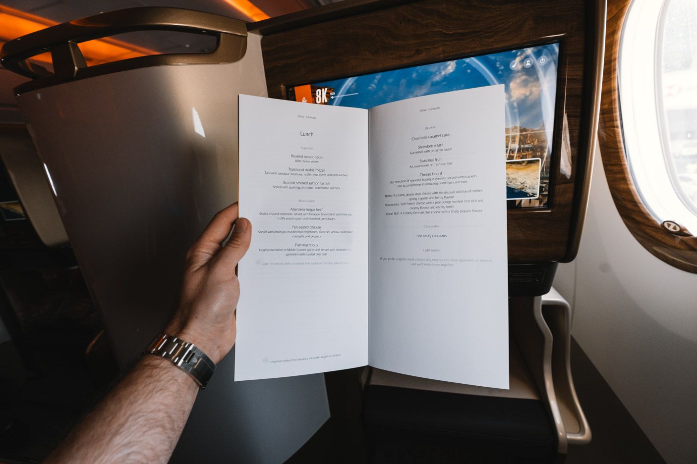 Emirates business class menu
