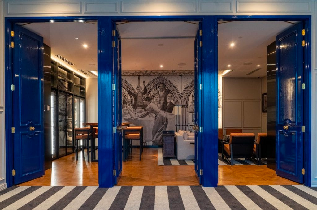Club Millésime lounge behind blue doors at Sofitel Adelaide