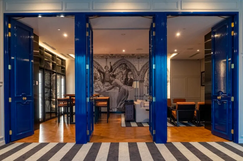 Club Millésime lounge behind blue doors at Sofitel Adelaide
