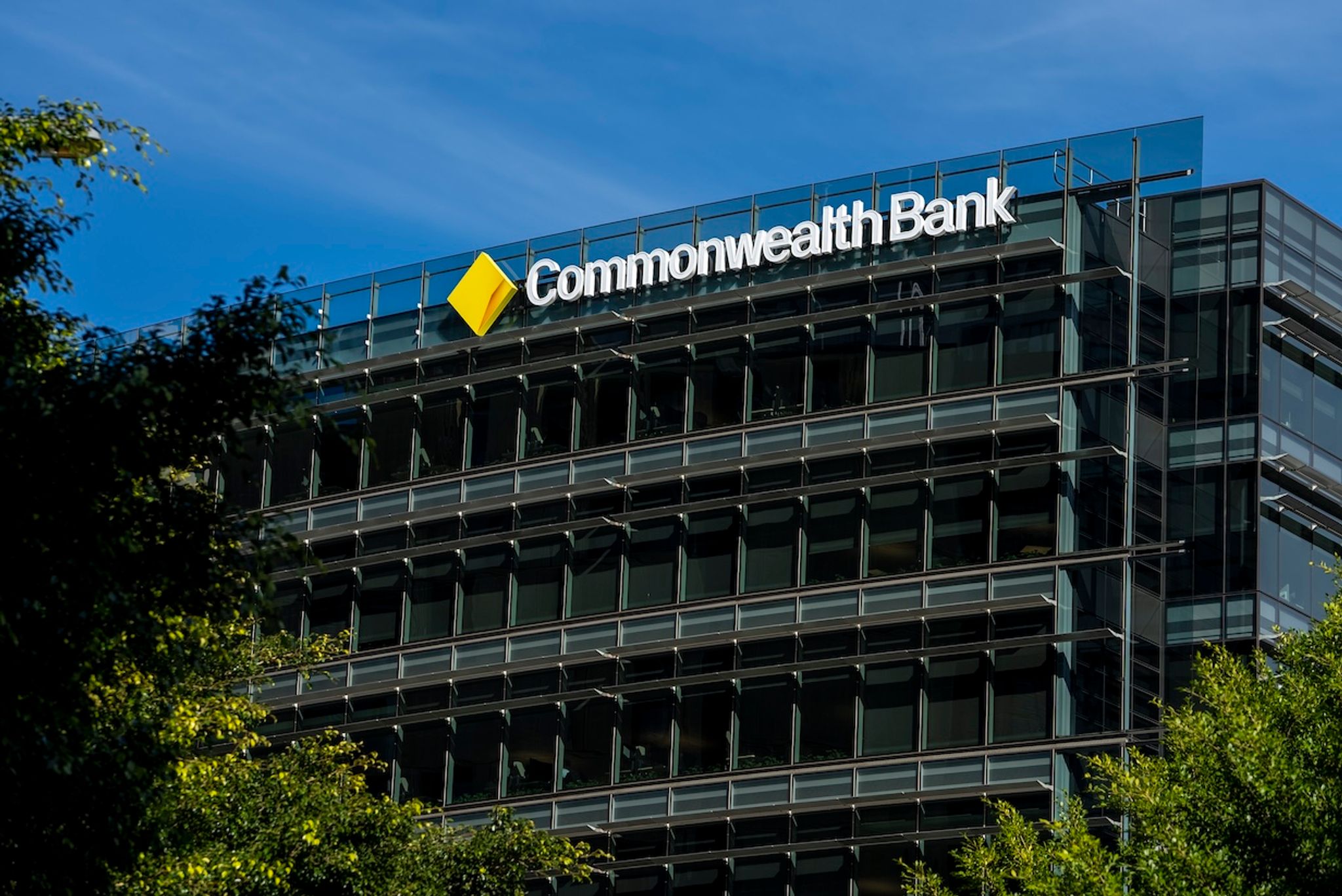 Commonwealth Bank sign on top of an office building