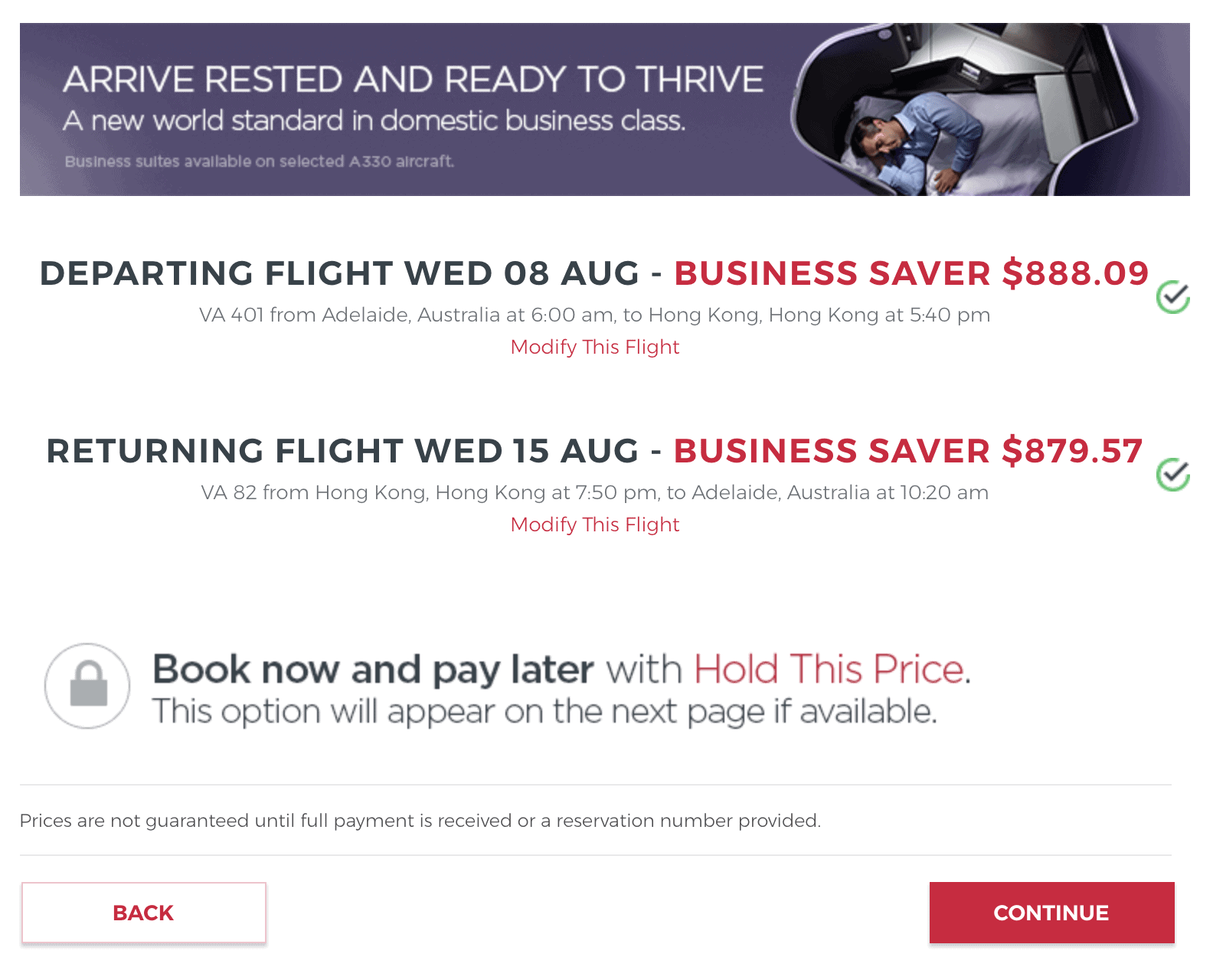 Virgin Australia The Business To Hong Kong