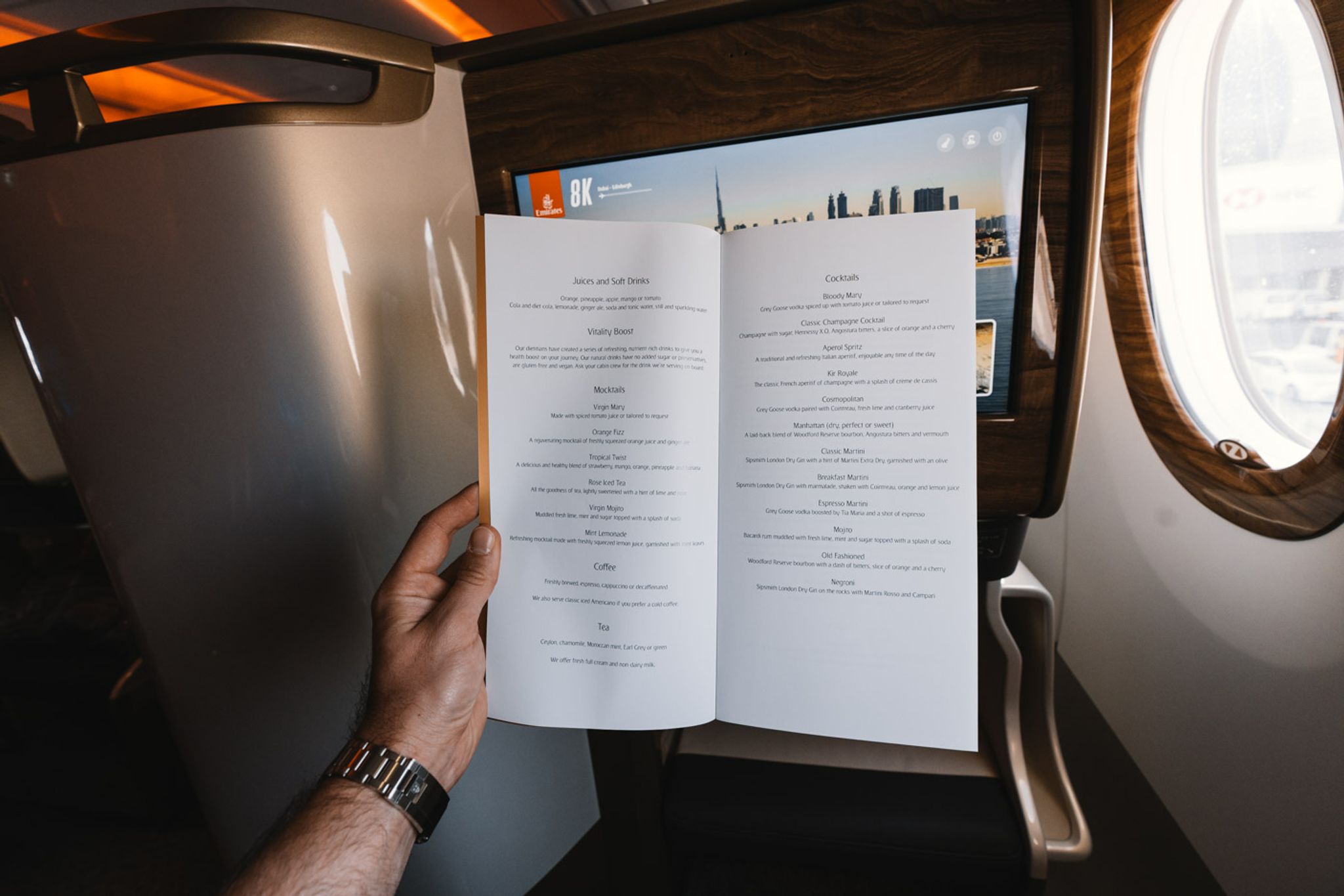 Emirates business class menu