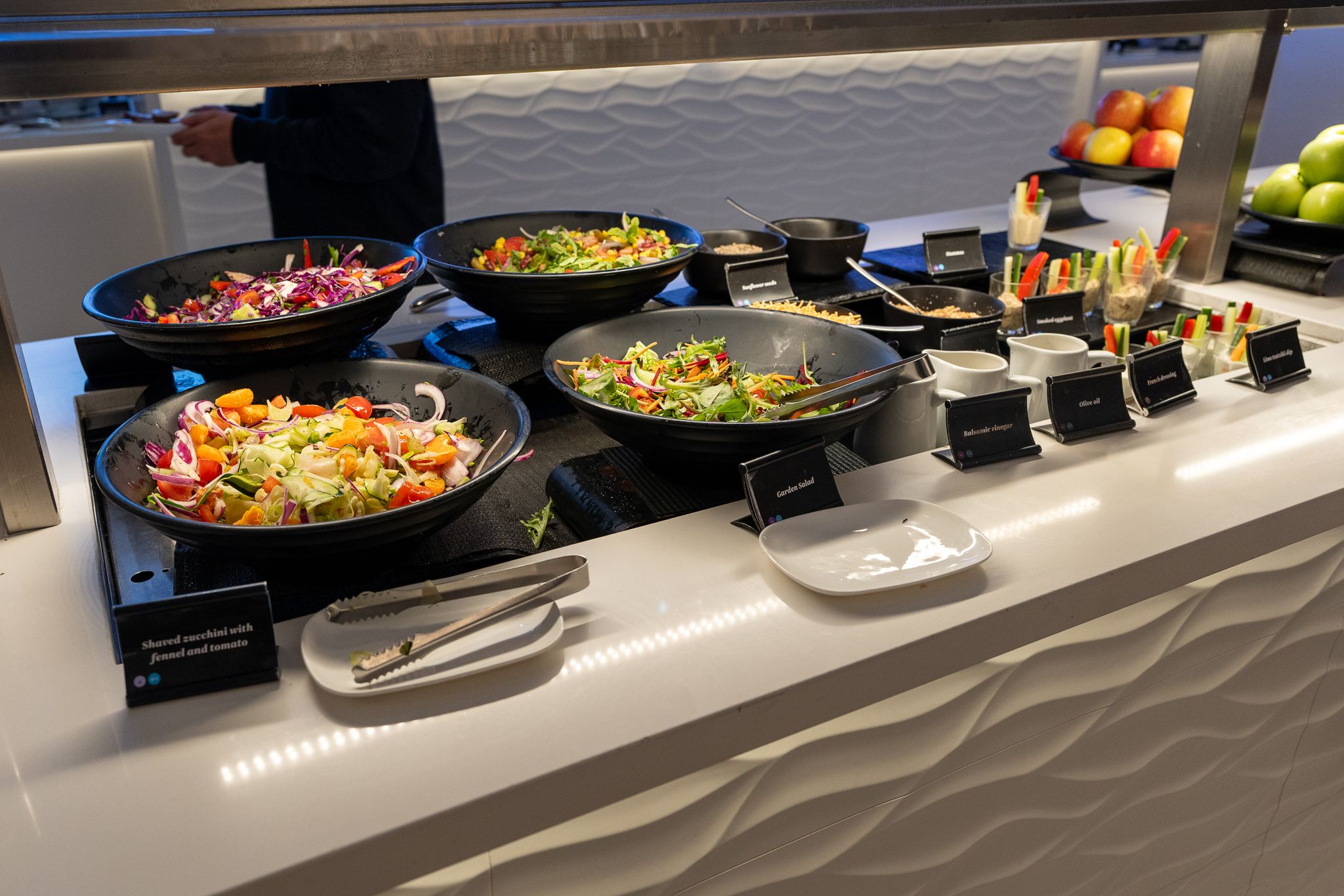 Salad bar in an airport lounge