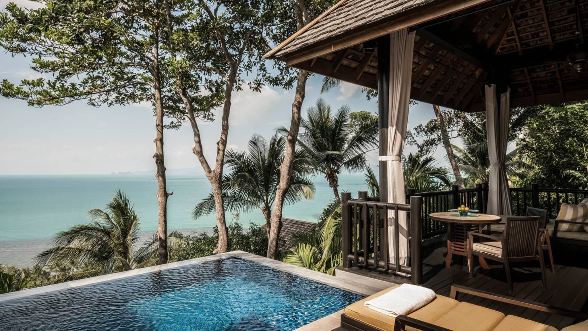 Villa plunge pool with sea views at Four Seasons Koh Samui