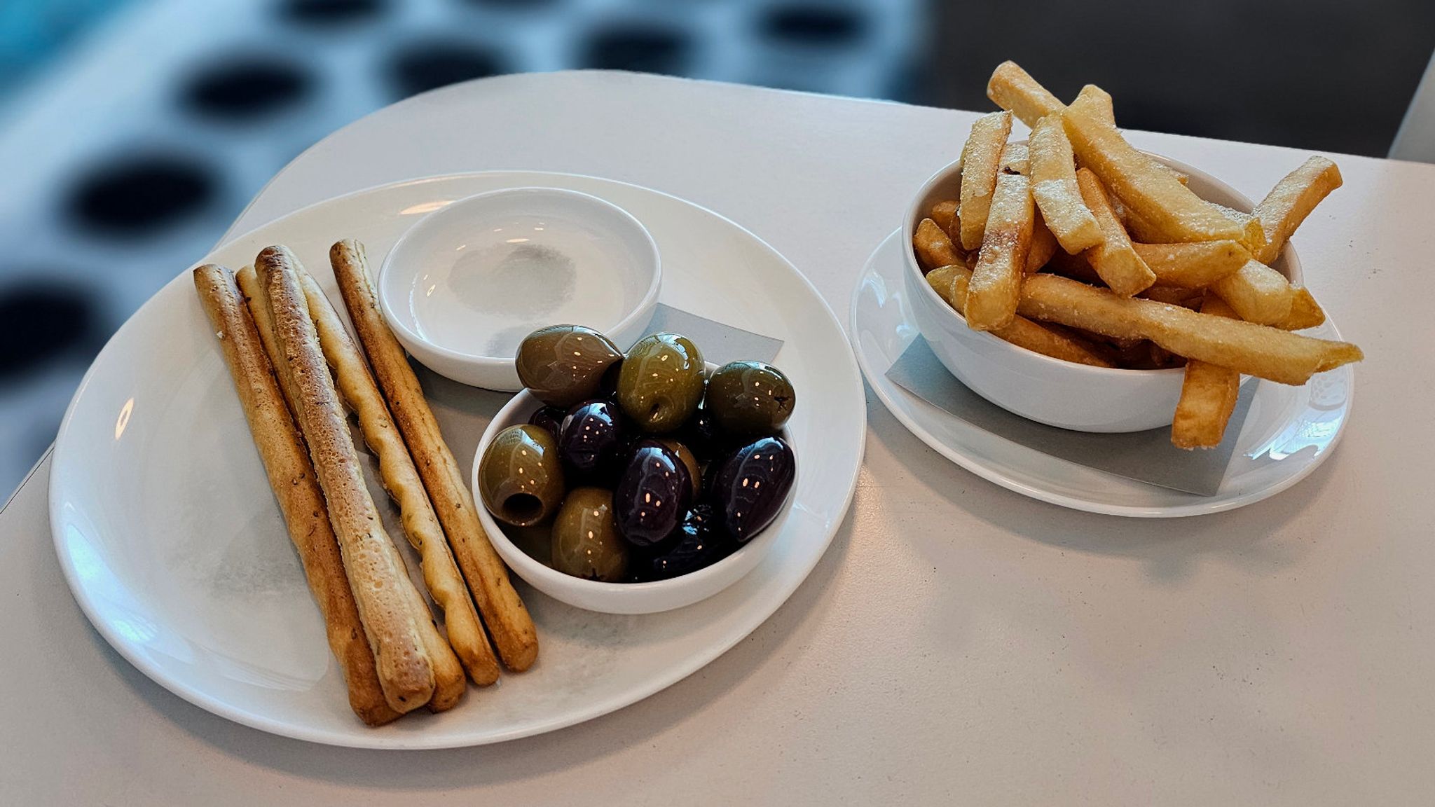 Dining at the Qantas First Lounge in Melbourne